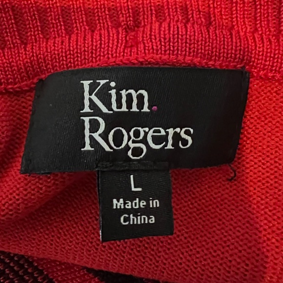 Kim Rogers Plaid Trimmed Sweater & Scarf Set Red Knit Long Sleeve Christmas Sz L - Picture 10 of 10